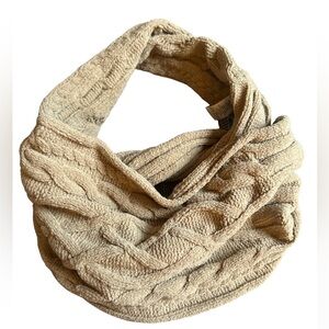 J.Jill infinity scarf cable knit one size tan beige Academia